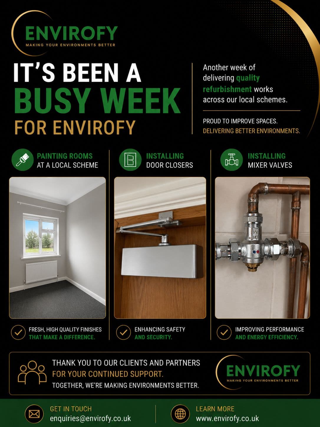 Envirofy team delivering refurbishment works in their first week